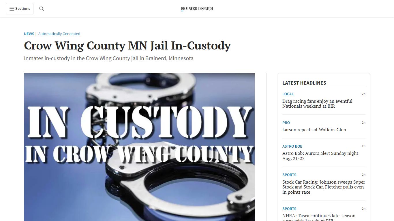 Crow Wing County MN Jail In-Custody - Brainerd Dispatch