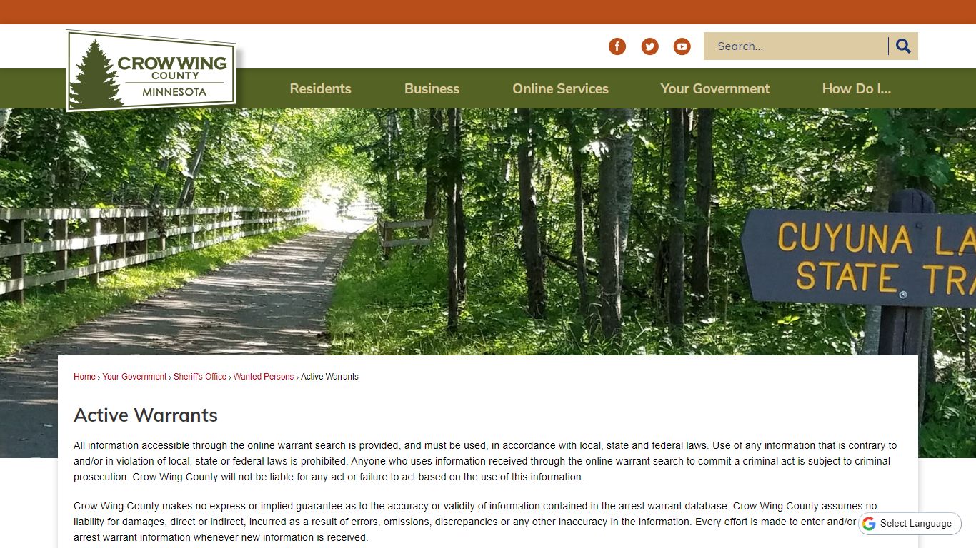 Active Warrants | Crow Wing County, MN - Official Website